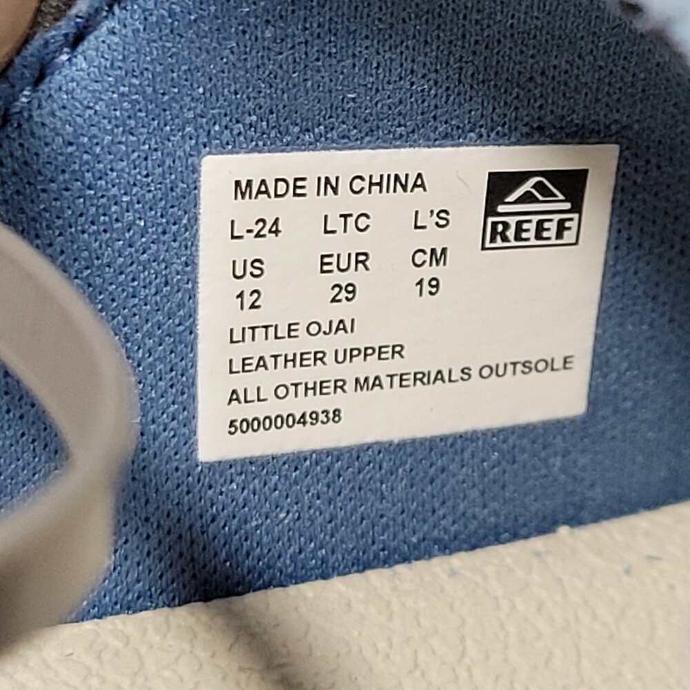 Reef Ojai Sandals Big Kid Size 12 Suede Leather Upper Unisex Backstrap Blue NWOT - Picture 11 of 13